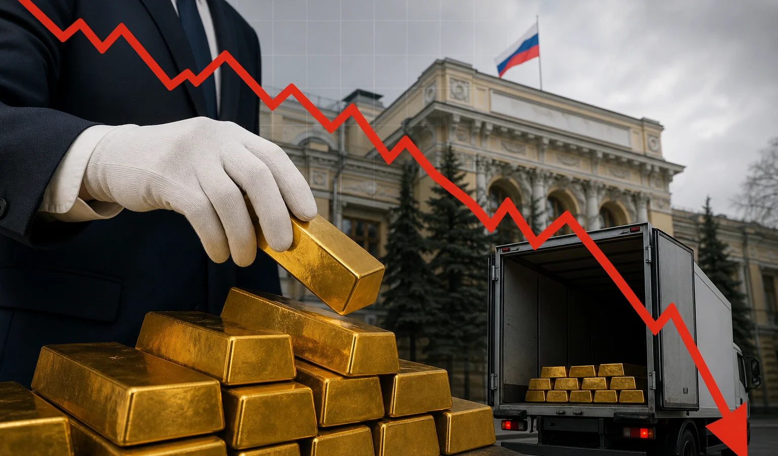 Ilustracja do artykułu: Centralny Bank Rosji kontynuuje największą wyprzedaż złota w XXI wieku