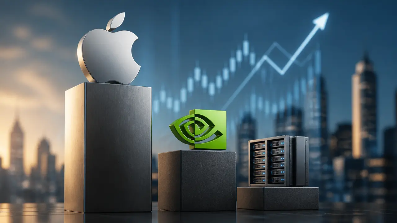 Ilustracja do artykułu: Apple wyprzedza Nvidię jako najcenniejsza spółka na świecie mimo niższych wydatków na AI
