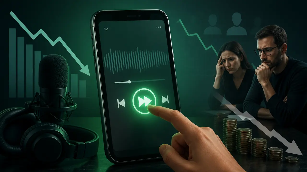 Ilustracja do artykułu: Spotify testuje funkcję pomijania reklam w podcastach – kontrowersje i reakcje branży