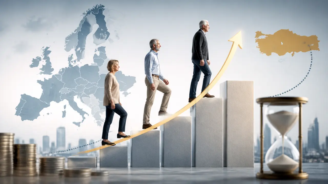 Ilustracja do artykułu: Przyszłość wieku emerytalnego w Europie: prognozy do końca lat 2060.