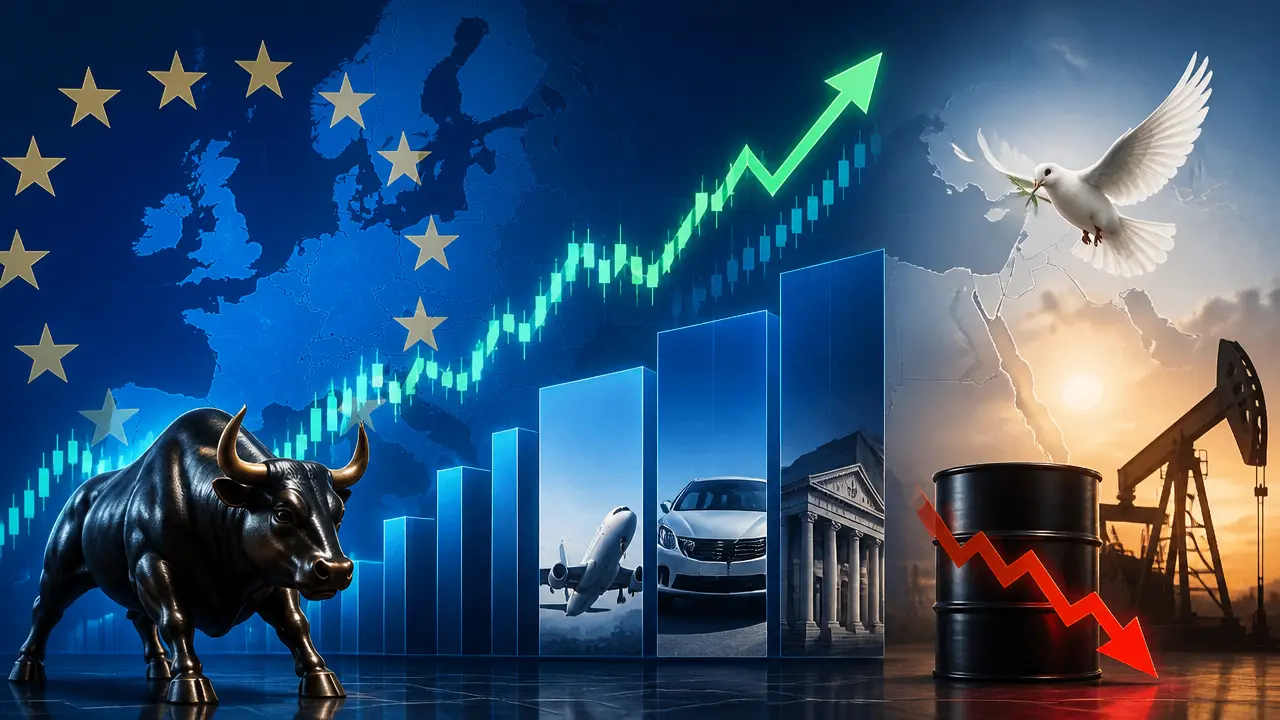 Ilustracja do artykułu: Europejski rynek akcji rośnie dzięki spadkowi cen ropy i nadziejom na koniec konfliktu na Bliskim Wschodzie