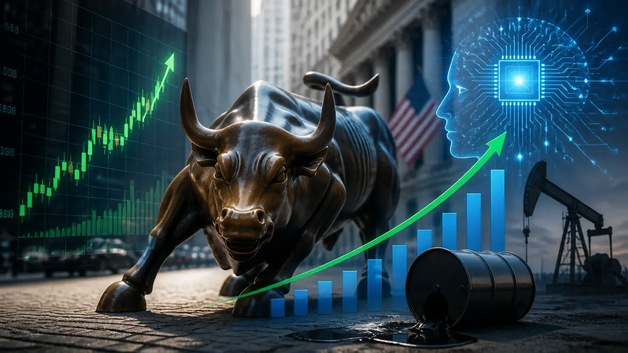 Ilustracja do artykułu: Wall Street zyskała mimo wzrostu rentowności i problemów na rynku ropy dzięki AI