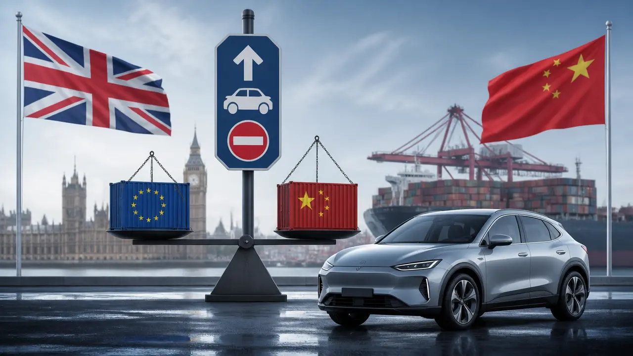 Ilustracja do artykułu: Wielka Brytania rozważa cła na chińskie auta elektryczne pod presją UE